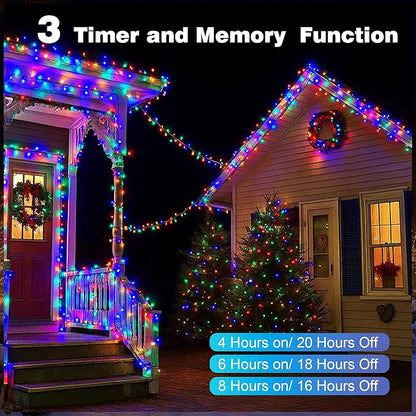 Christmas Lights 400 LED 131 FT, IP67 Waterproof Christmastree Lights with 8 Modes, Remote Control 3 Timers & Memory Function Xmas Decorations for House and Holiday (Multicolor)