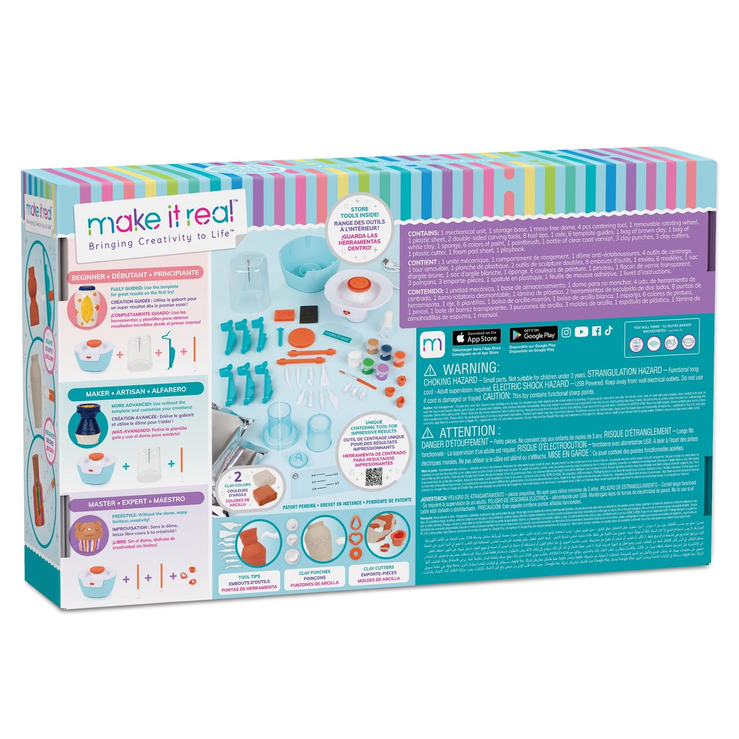 Make It Real: Mini Pottery Studio Deluxe Set - DIY All-in-1 Sculpting Craft Kit, All Skill Levels, Miniature Clay Projects, Kids Girls & Tweens Age 8+