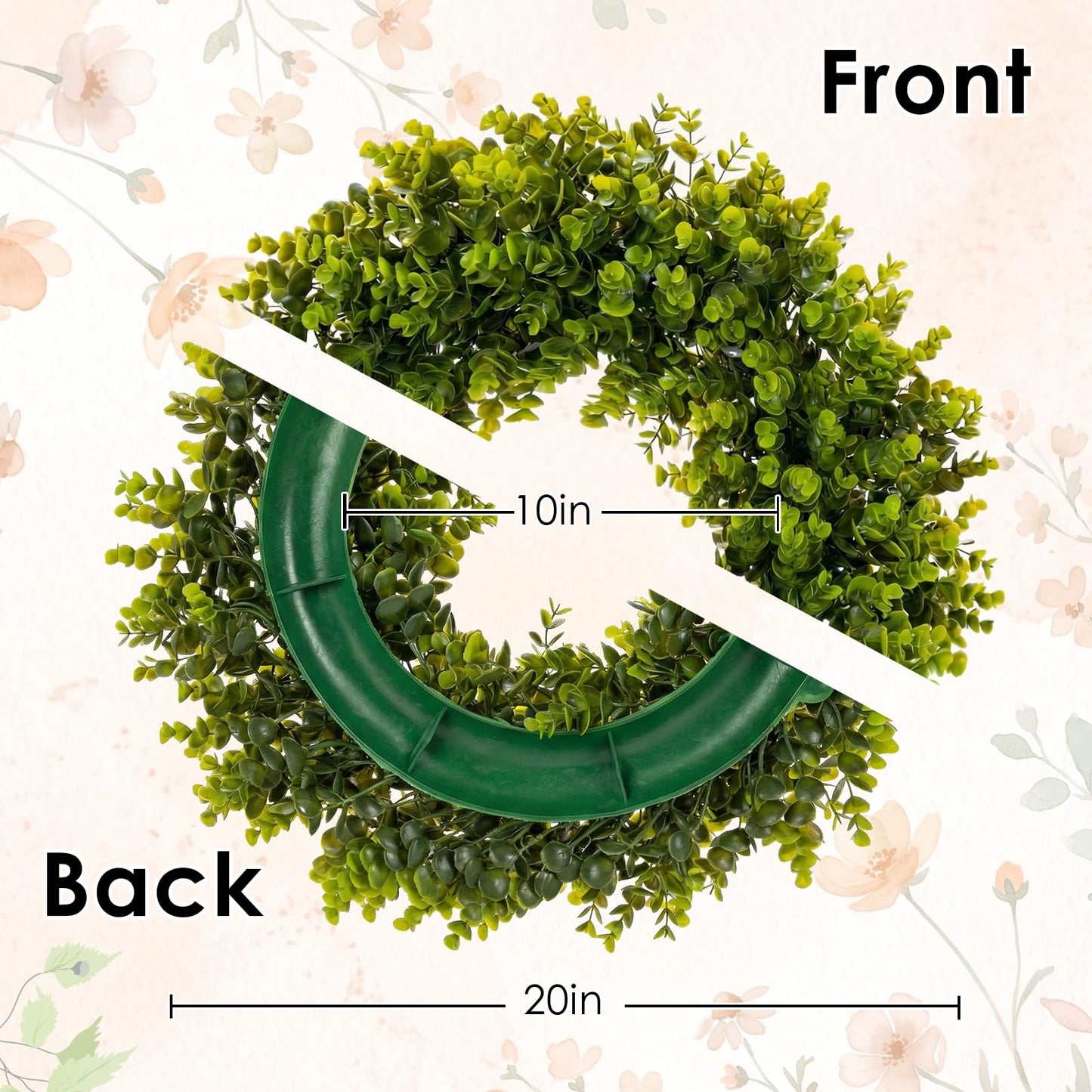 Britimes 3 Pcs Farmhouse Welcome Front Door Mat and Wreath Set Faux Coir Doormat Buffalo Plaid Layering Rug and 19" Greenery Wreath with Bow Outside Decor for Porch