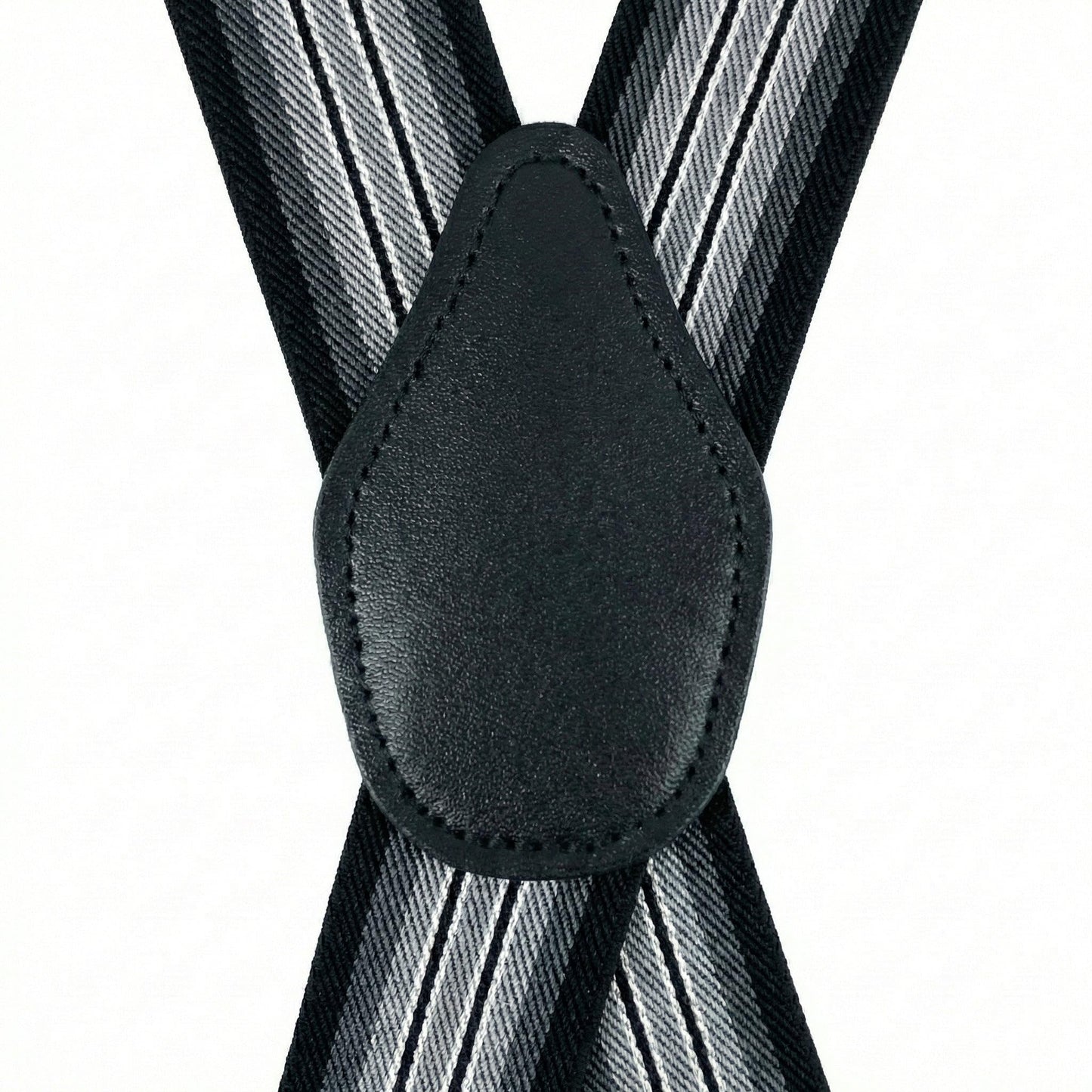 SUITUA Suspenders for Men 1¼" Classic X-Back Clip-on - Adjustable Elastic Suspenders for Jeans, Dress Pants, Wedding & Groomsmen (Triple Black Gradient Stripe)