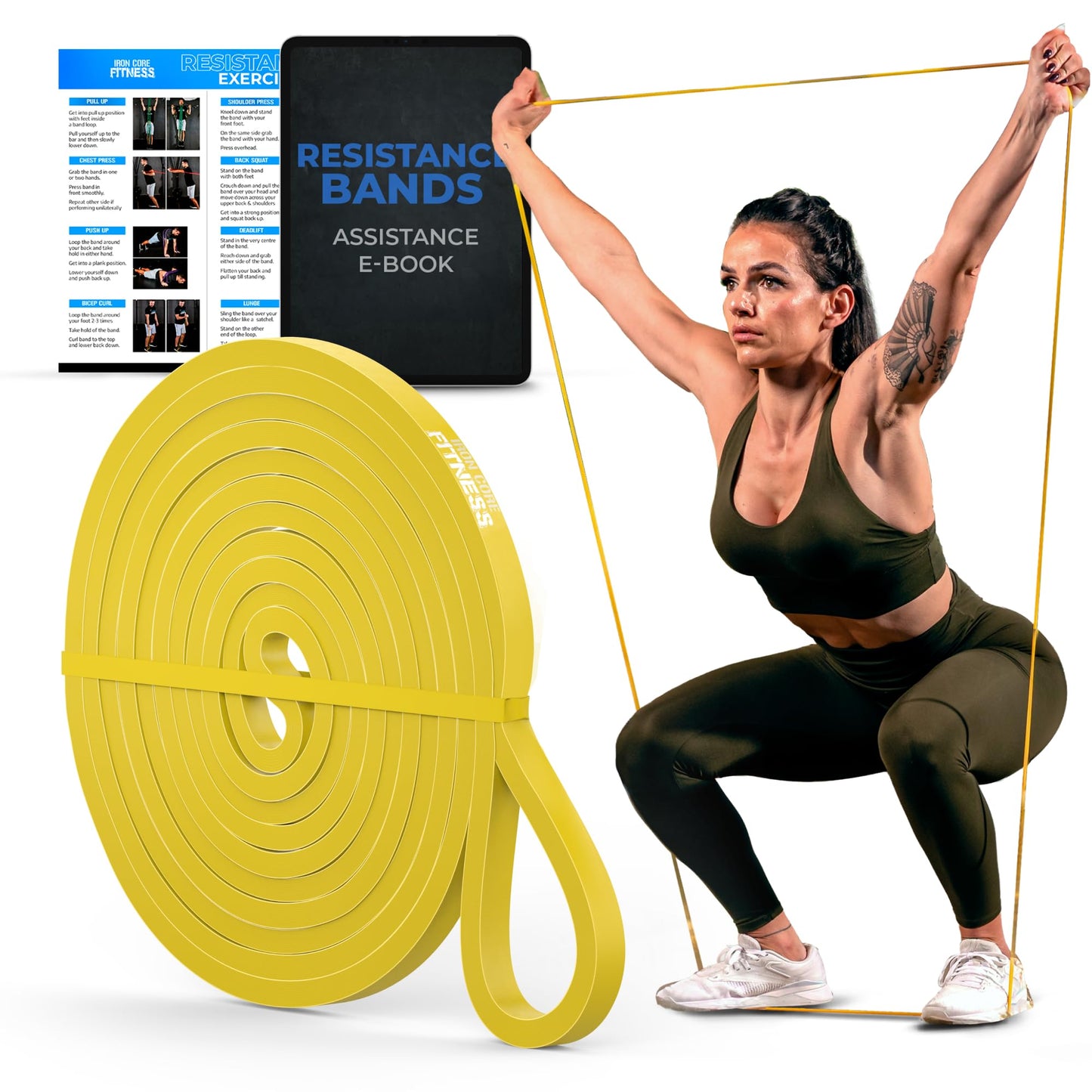 Pull Up Assistance Resistance Bands - Long Loop Power Bands for Men and Women - Strength Power Flexibility Training at Home & Gym - Ebooks & Workout Chart Included by Iron Core Fitness