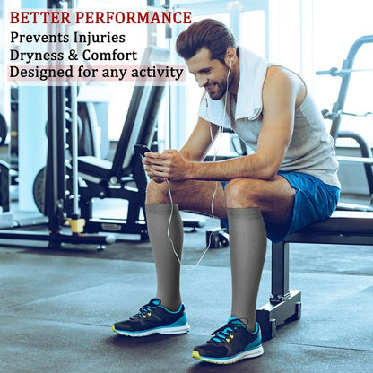 CHARMKING Compression Socks for Women & Men (8 Pairs) 15-20 mmHg Graduated Copper Support Calf Socks are Best for Pregnant, Nurses - Boost Performance, Circulation, Knee High Wide Calf(S/M, Multi 52)
