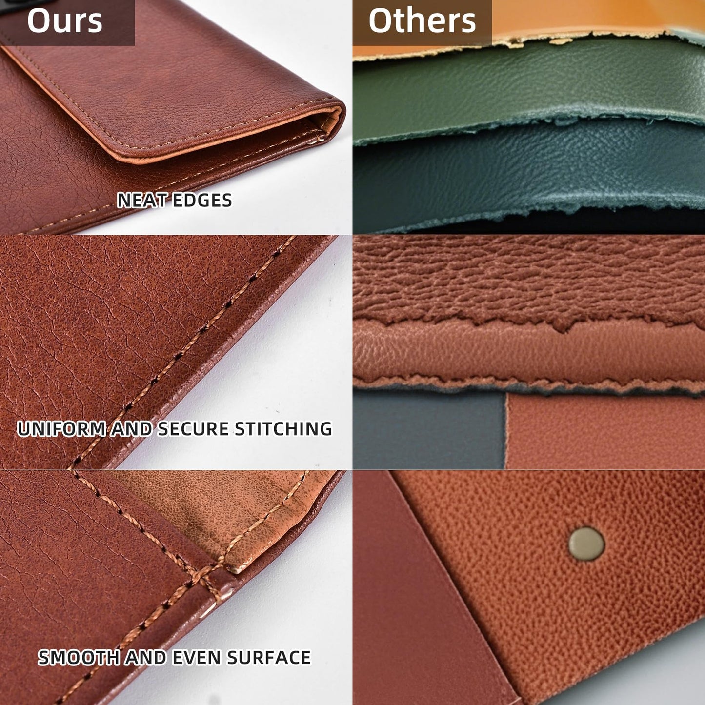 QiXin Brown PU Leather Thick File Folder, Snap Closure File Organizer, Thickened Important Document Folder with Pockets, Document Organizer, Laptop Sleeve Notebook Case, A4 Envelopes Filing Folder