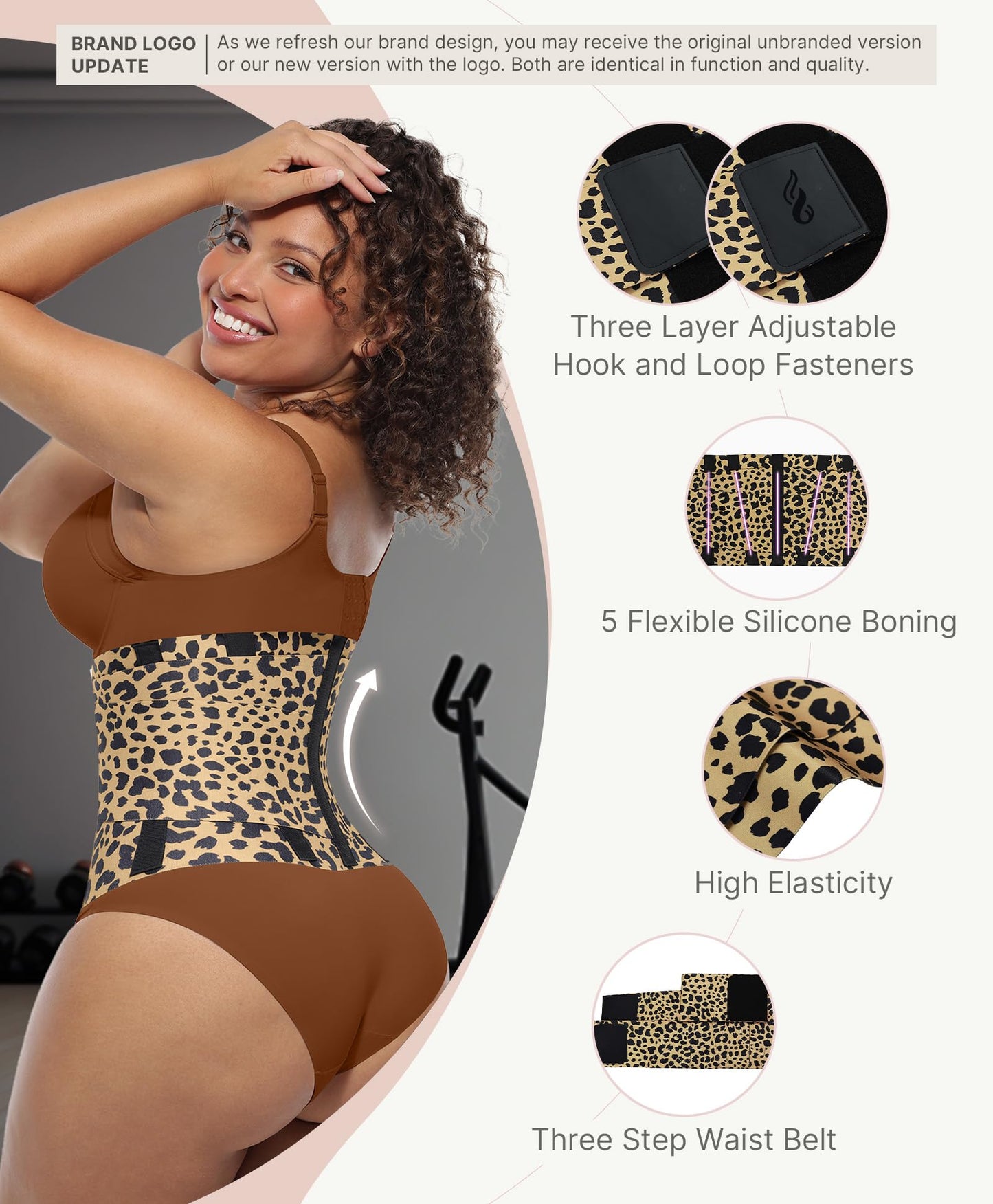 FeelinGirl Workout Waist Trainer Belt for Women Corset Waist Trimmer Belly Band Body Shaper Sports Girdles Leopard M