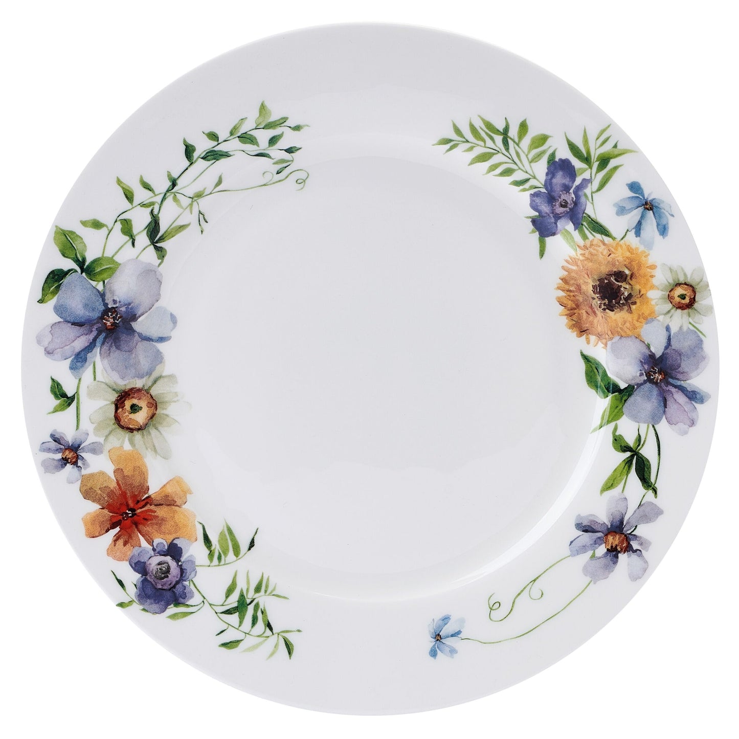 Mikasa Audrina Water Color Flowers Bone China Lightweight Chip Resistant 12 Piece Dinnerware Set, Service for 4, White