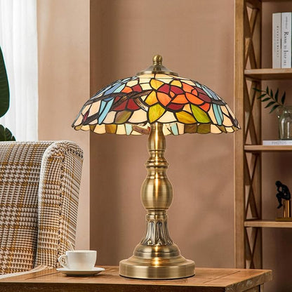 Tiffany Style Table Lamp, Stained Glass Table Light,Art Craft Antique Decor Lamp for Bedside Nightstand Bedroom Living Room Home Office ect