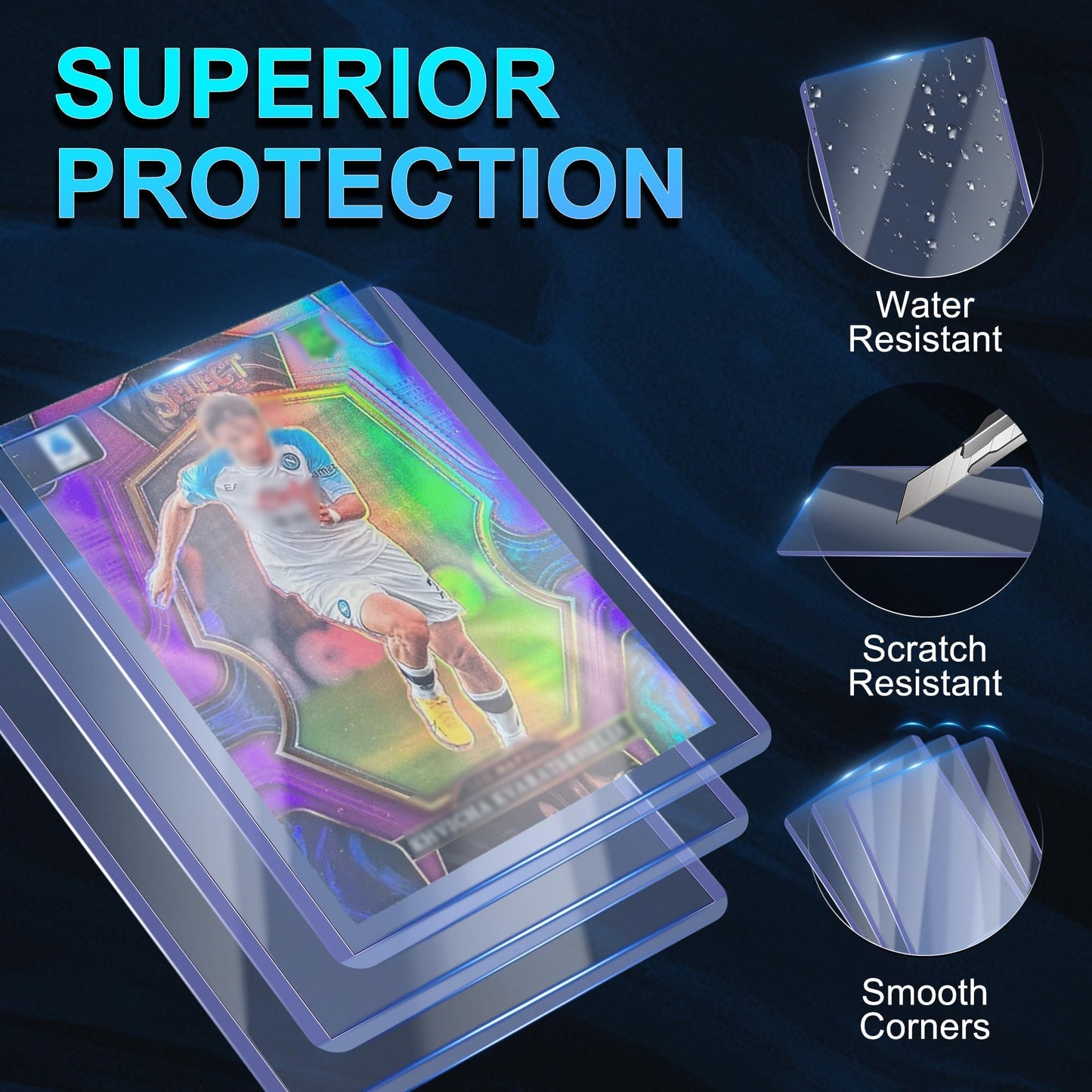 400 Card Sleeves, Clear Hard Sleeves for Cards, 3"X4" Card Protectors, Baseball Card Sleeves, Hard Plastic Card Holder for Trading Sports Football Game Cards (200 Hard Sleeves+200 Penny Sleeves)