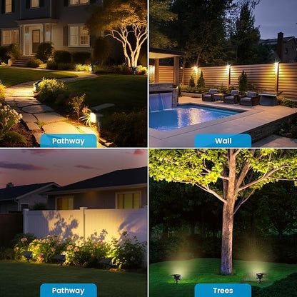 VOLISUN Solar Spotlight Outdoor, IP67 Waterproof Solar Landscape Spot Lights，Uplights for Yard Garden Pathway - 4 Pack (Warm White) 27 LED 3 Lighting Modes