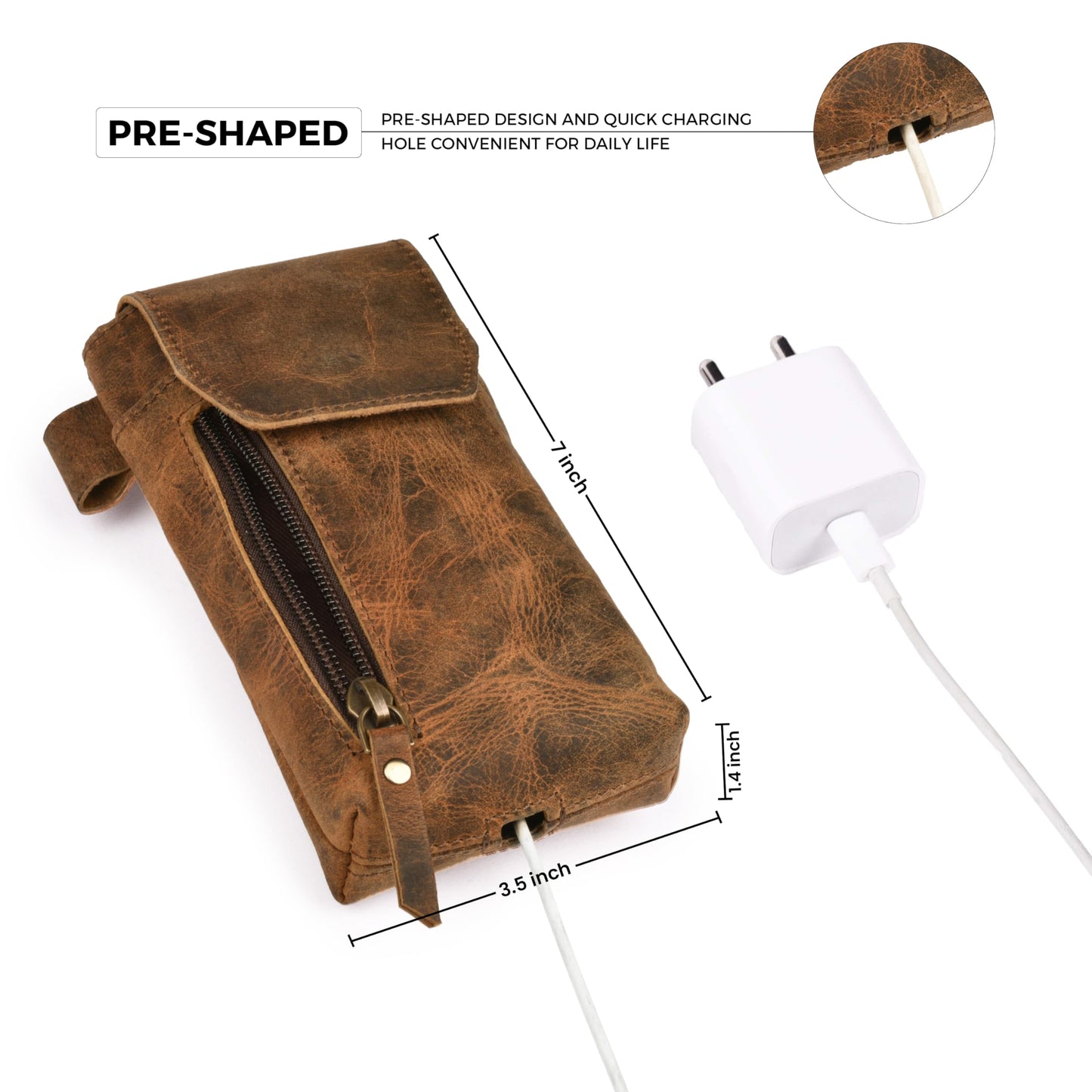 Leather Village Genuine Leather 7”x3.5” Phone Holster Pouch with Belt Clip, Magnetic Closure, ID Card Holder - Brown Universal Case for iPhone, Samsung Galaxy, Google Pixel