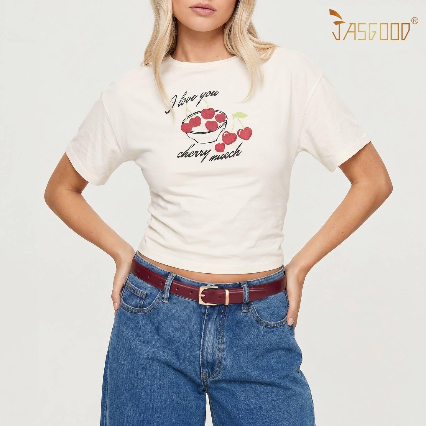 JASGOOD Women Belt for Jeans Dresses Pants Ladies Leather Waist Belt with Square Gold Buckle