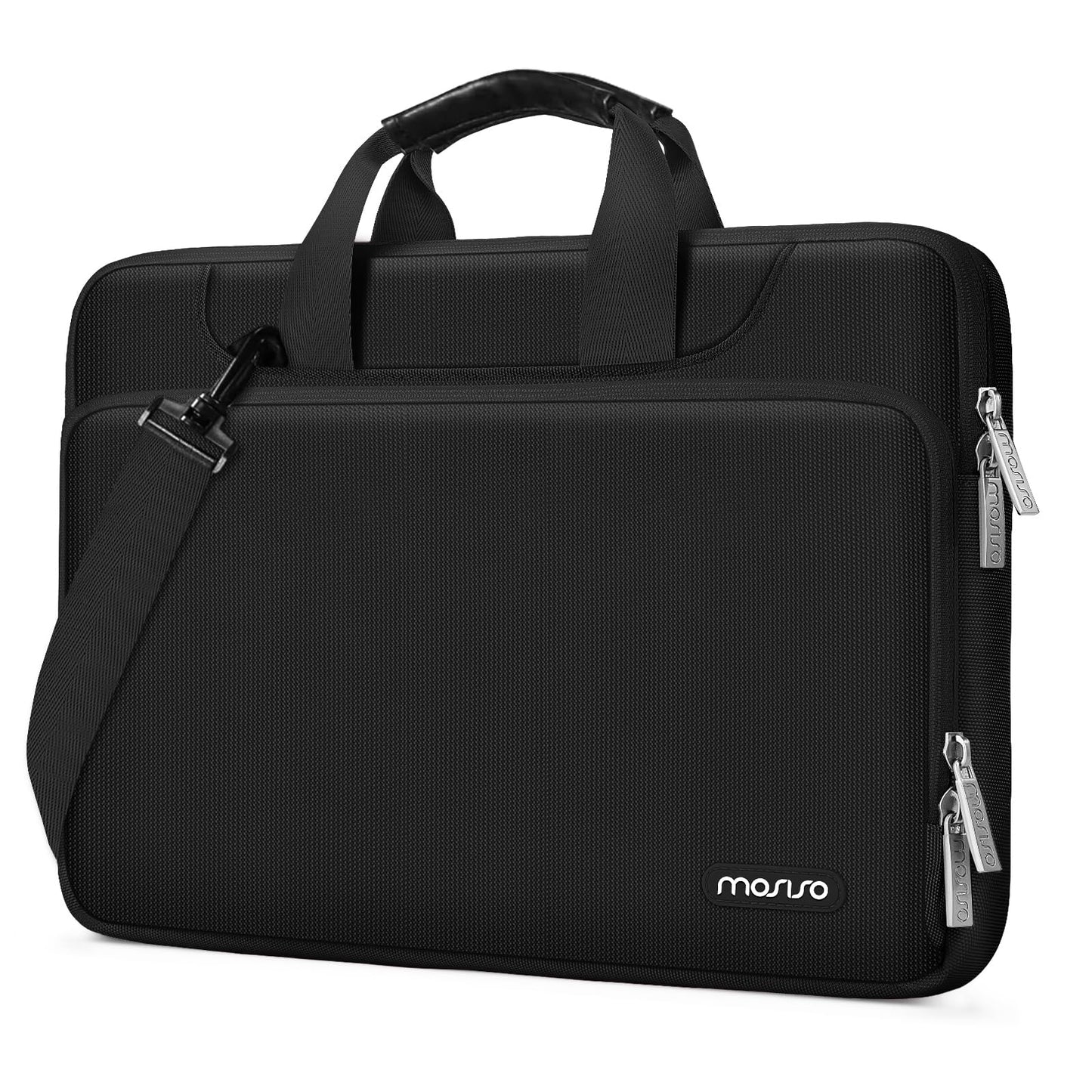 MOSISO 360 Protective Laptop Bag 15.6 inch, 15-16 inch Computer Bag Compatible with MacBook Air 15 inch/Pro 16 inch, HP,Dell,Lenovo,Asus,Notebook, Laptop Carrying Case with Strap&Handle, Black