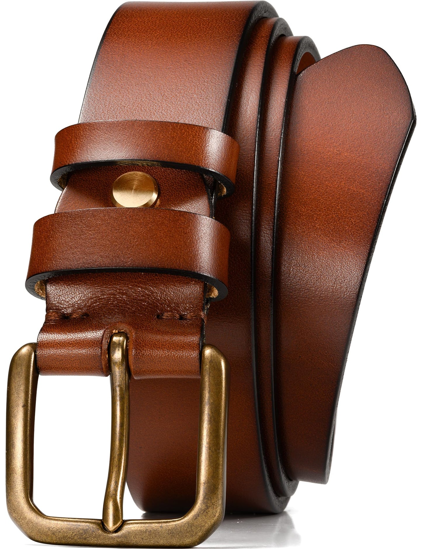 WOLFANT Thicken Full Grain Heavy Duty Casual Work Belts for Men,100% Italian Real Solid Leather
