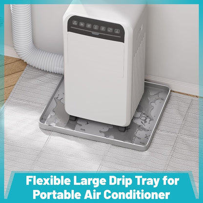 Chiligent Portable Air Conditioner Drip Pan, 23.6" x 19.7" x 0.75" Non-Slip Large Drip Tray with Raised Edges, Prevent Water Leakage & Floor Damage, Portable AC Drip Pan & Mini Fridge Mat, Gray