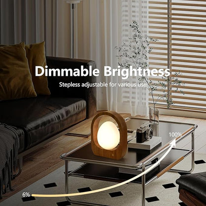 JESLED Rechargeable Cordless Table Lamp, Touch Control 3-Color Dimmable Bedside Lamp, Small Nightstand Lamp with Wooden Mid-Century Modern for Bedroom Ambient Lighting