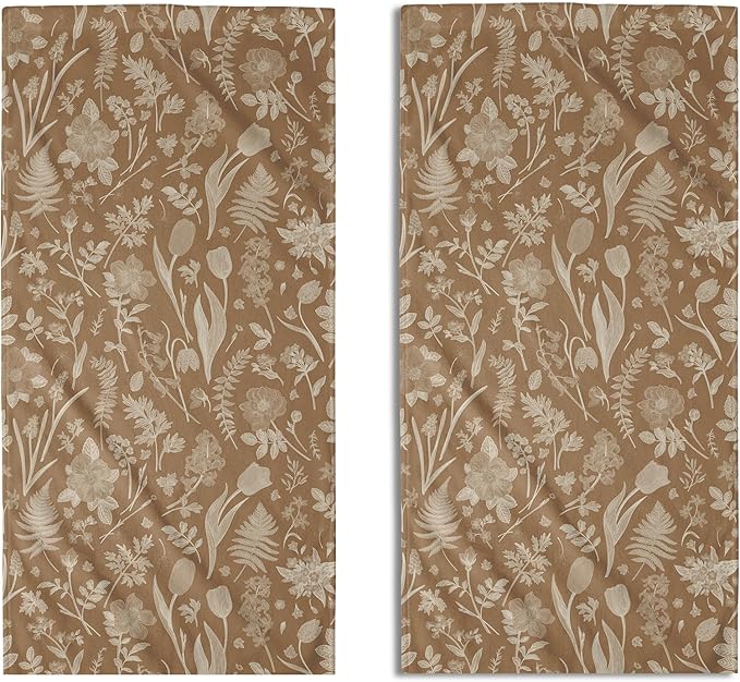 Brown Spring Floral Hand Towels