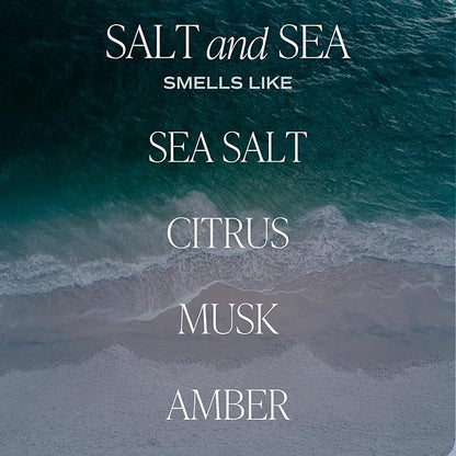 Sweet Water Decor Salt and Sea Candle - Sea Salt, Musk, and Amber Scents - Beach Candles and Decor for Home - 9oz. Clear Jar Soy Candle, Made in The USA