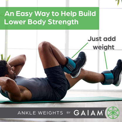 Gaiam Wrist and Ankle Weights, Wearable Bracelet to Strengthen, Tone & Sculpt, Adjustable Ankle Weights for Women & Men for Yoga, Dance, Pilates, Barre, Cardio, Home & Gym Use