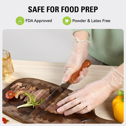 SWIFTLITE Disposable Vinyl Gloves, Food Safe, Latex-Free Powder-Free Clear Plastic Gloves for Cooking, House Clean, Food Prep (1000, Small)