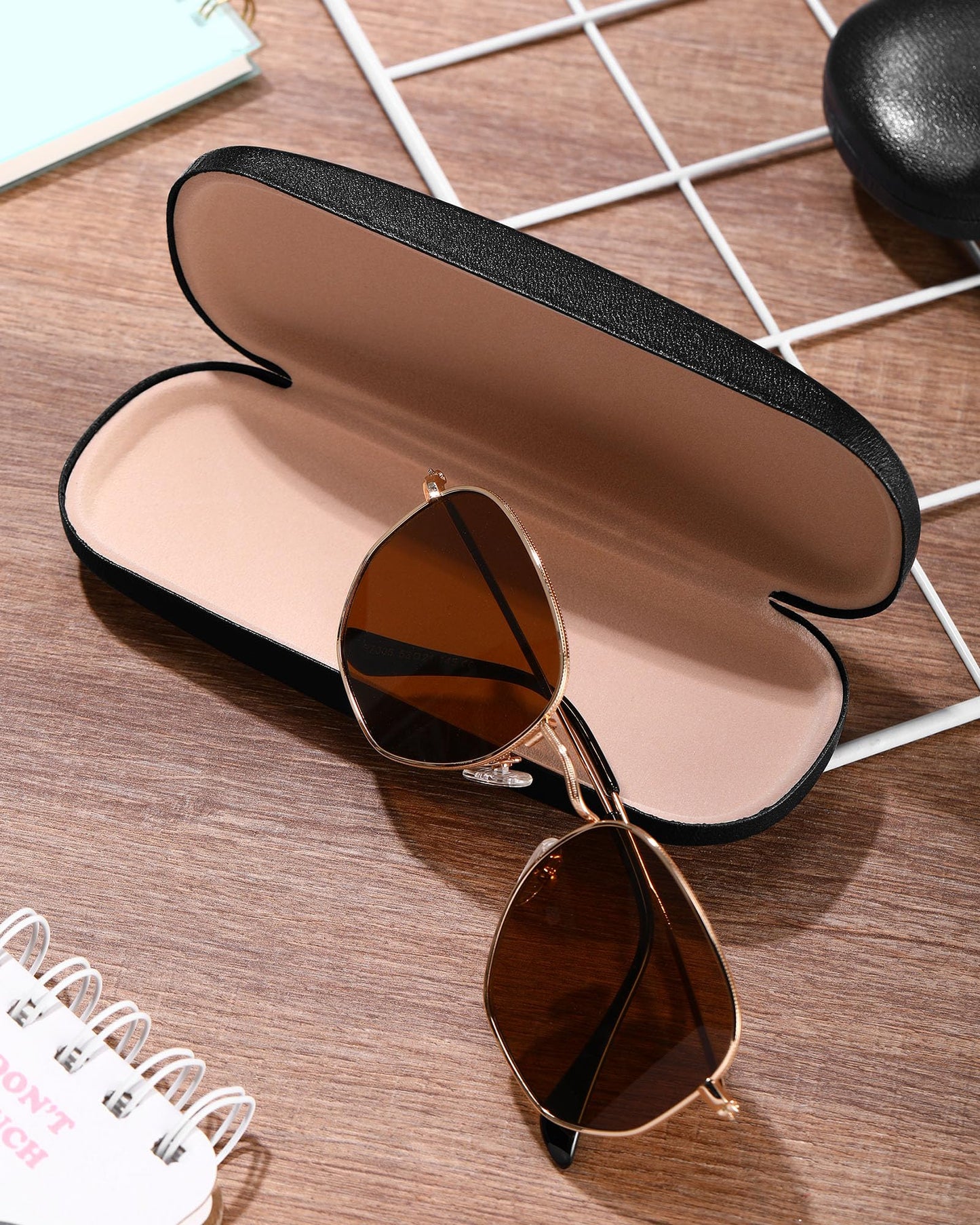 Flutesan 18 Pieces Hard Shell Sunglasses Case Eyeglasses Cases Pocket Glasses Box with Cleaning Cloth (Black)