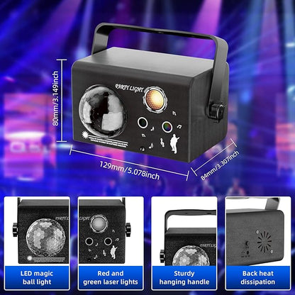 Square Party Lights, 4 Modes Sound Activated DJ Disco Light with Remote & Strobe, USB Powered Dance Stage Lights for Home Party, Birthday, Wedding, Karaoke, KTV, Bar, Club, Halloween Decor
