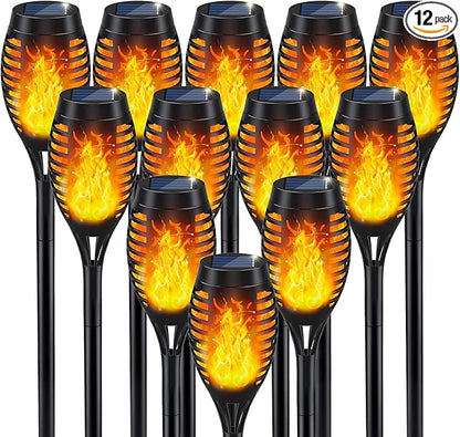 Solar Lights Outdoor, Solar Torch Light with Flickering Flame for Garden Decor, 20.5'' Small Size Solar Powered Garden Lights, Waterproof Flame Torches for Outside Patio Pathway Yard Decorations