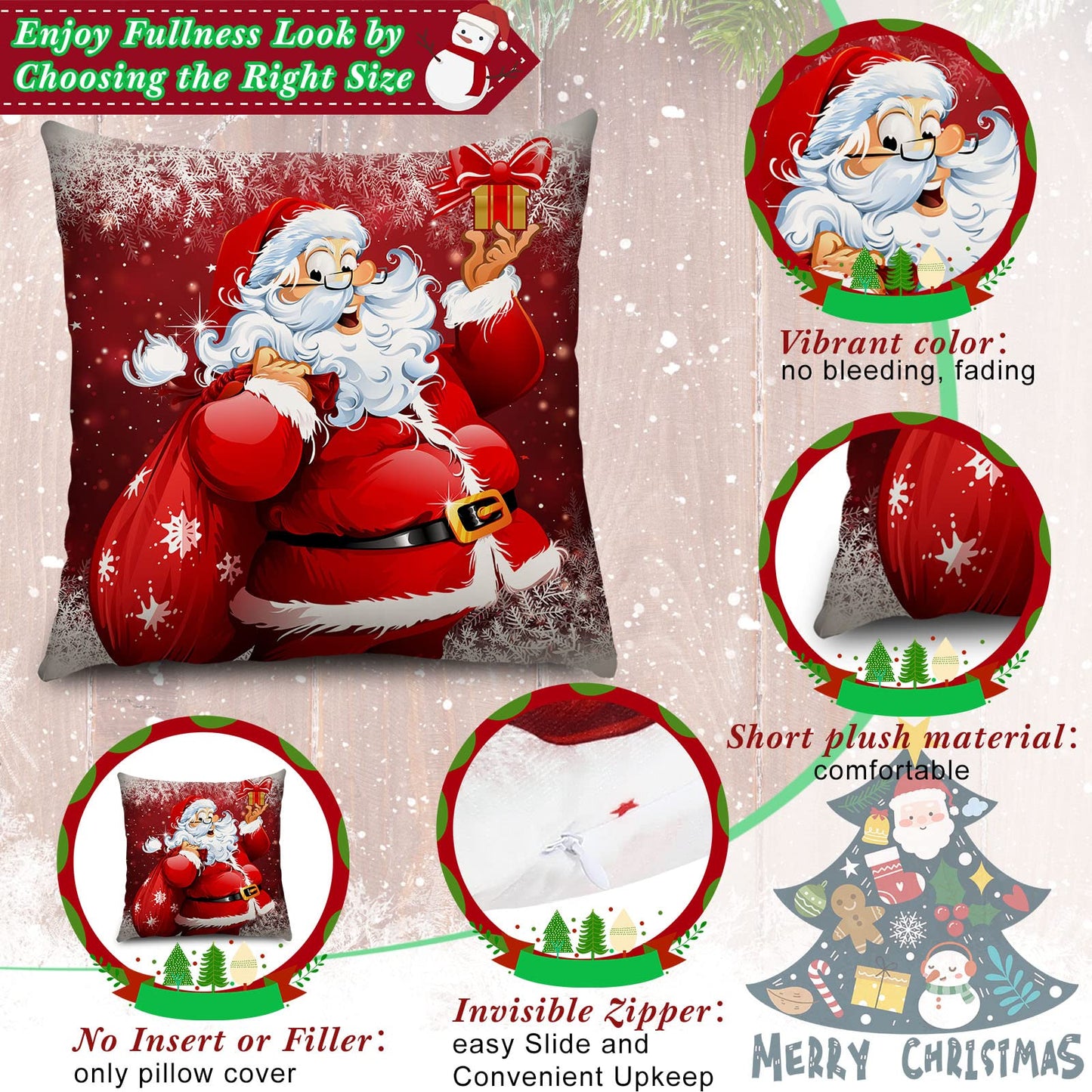 Tatuo 6 Pcs Christmas Pillow Covers Cushion Covers Decoration Holiday Decor Throw Pillow Case for Sofa Couch Christmas Office Bedroom Decorations(18 x 18 in,Funny Style)