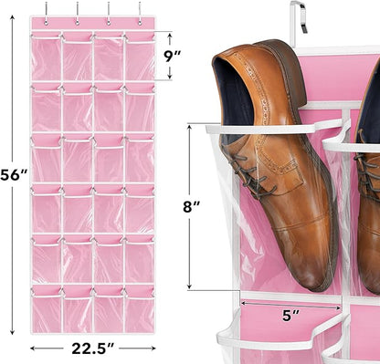 Simple Houseware 24 Pockets Large Clear Pockets Over The Door Hanging Shoe