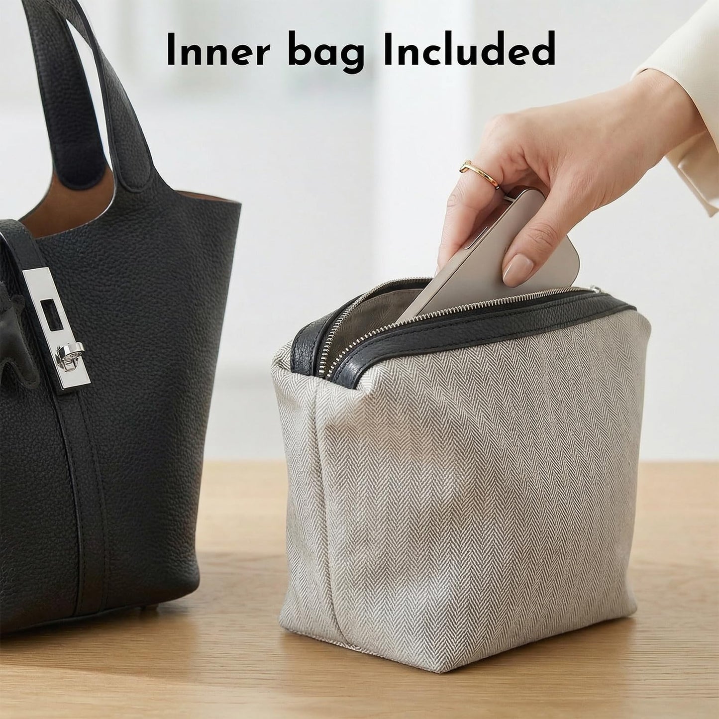 Jooniter Tote Bag for Women Satchel Bag for Women Shoulder Handbag Bucket Purse Clutch Bags for Work Evening Black