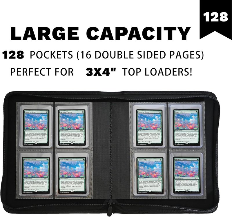 Toploader Binder - 4 Pocket Card Holder for 3" x 4" Rigid Cards | Holds 128 Trading Cards