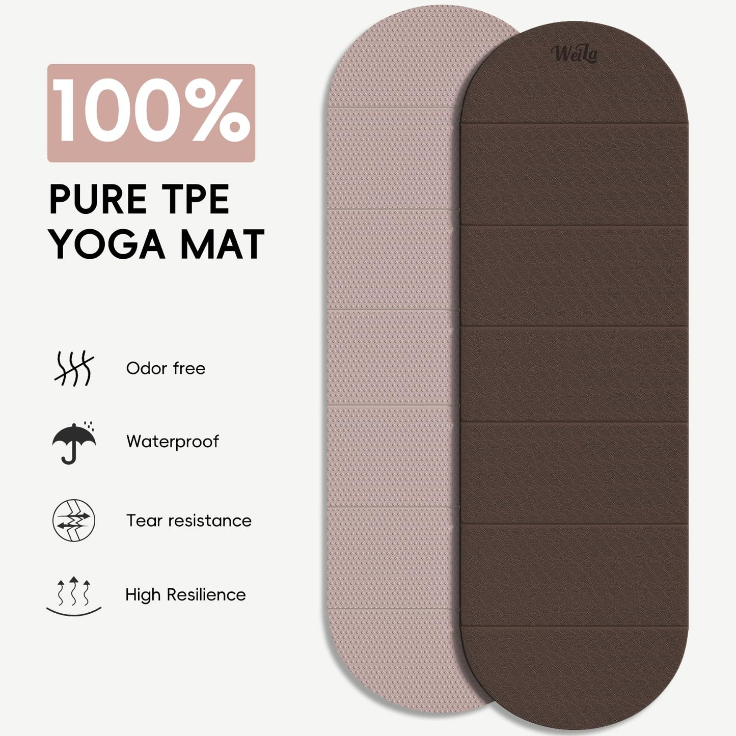 WeiLa Foldable Yoga Mat,10mm Extra Thick,Extra Long (75"x26") for Women&Men