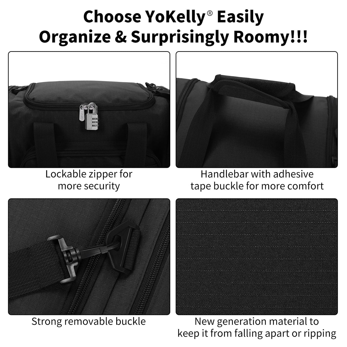 Small Duffel Bag 17 inch Carry On Weekender Bag for Travel Gym Sport (17x10x9 in) - Black
