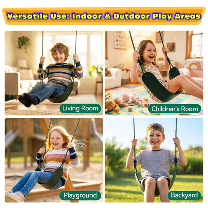 HeyZoo Heavy Duty Kids Swing Seat with 79" Adjustable Rope, 330 lbs Capacity Swing Set Accessories Replacement with 2 Carabiners and 2 Extra Hanging Straps, Outdoor Playground Gifts, Green 1 Pack