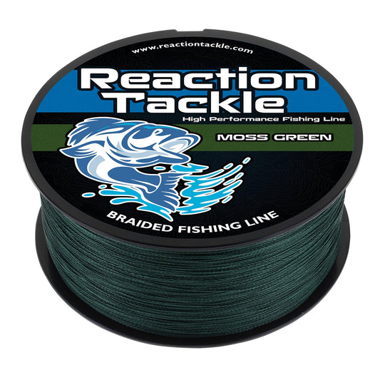 Reaction Tackle Braided Fishing Line - Pro Grade Power Performance for Saltwater or Freshwater Fish - Colored Fishing Line Braid for Extra Visibility - Moss Green 15 Lb (300 Yards)
