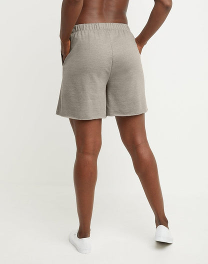 Hanes Women's Originals French Terry Shorts, Lightweight Fleece Raw Edge Hem Shorts, 5"