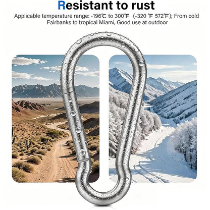 304 Stainless Steel Carabiner Clips, 【NO Rust】 1360lbs Heavy Duty Carabiners, 2.36 inch D-Ring Snap Hook Keychain Spring Clips for Gym, Pet leashes (8PCS 304 Stainless Steel Clips)