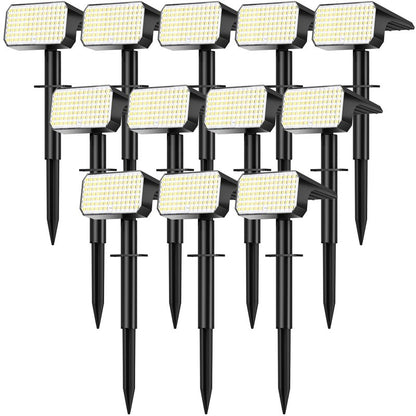 LANSOW 12 Pack Solar Spot Lights Outdoor Waterproof IP67, (90 LED/4 Modes) Solar Landscape Spotlights, 2-in-1 Solar Powered Flood Lights for Yard Garden Pathway Outside Tree, Auto ON/Off(Cool White)