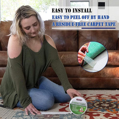 YYXLIFE Double Sided Carpet Tape,for Area Rugs Carpet Adhesive Removable Multi-Purpose Rug Tape Cloth for Hardwood Floors,Outdoor Rugs,2Inch x 10 Yards,20 Yards,30 Yards