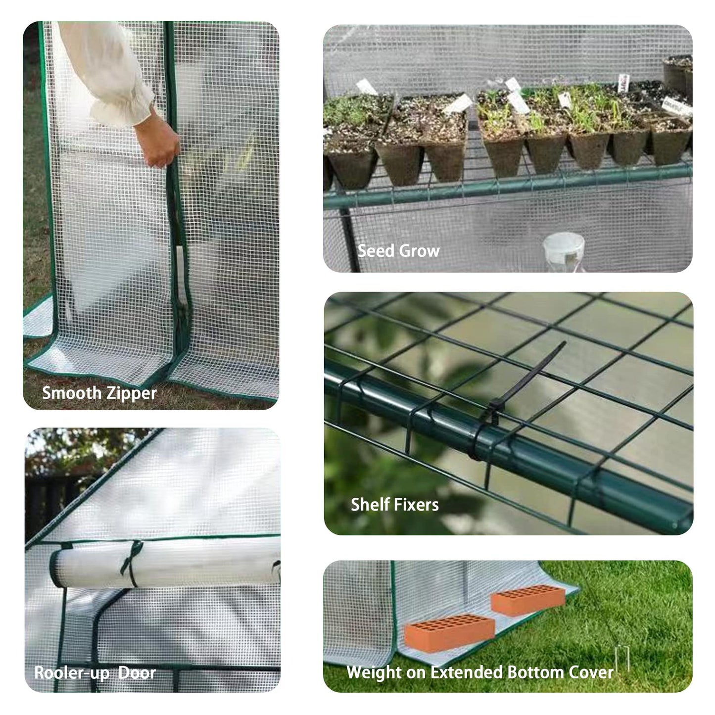 SV SCOOL VALUE Green Houses for Outdoors, PE Walk in Greenhouse with 2 Side Mesh Windows, Portable Green House with Anchors & Ropes Stands Up to Wind, 56"x56"x78" White