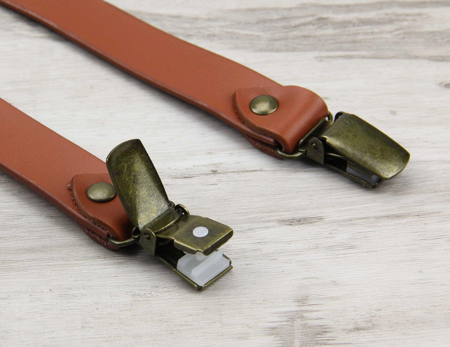 Entwineno Mens Leather Suspenders - Buckle Pattern Adjustable Braces - Wedding Groom (Cognac Brown, L Adult (5'10"~6'1"))