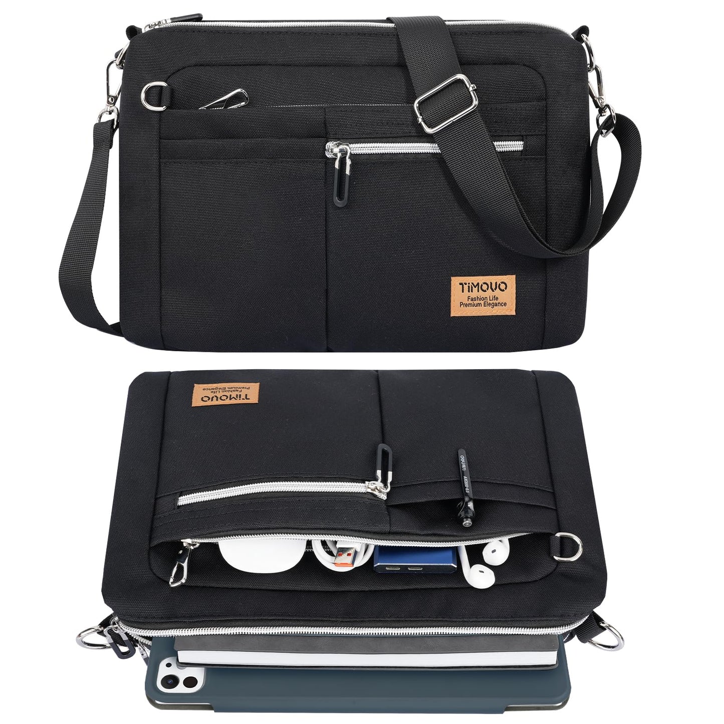 TiMOVO 9-11 Inch Tablet Sleeve Bag for iPad 11-inch A16 2025, iPad 10th Generation 10.9"/10.2", i Pad Air 11/5th/4th Gen. 10.9", Galaxy Tab A9 Plus 11", Anti-Theft Deisgn & Shoulder Strap, Black