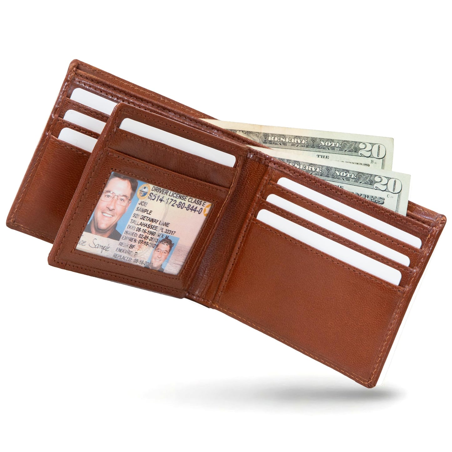 ID Stronghold Extra Capacity Bifold Wallet for Men - RFID Blocking Genuine Leather Wallet (Antiqued Brown)