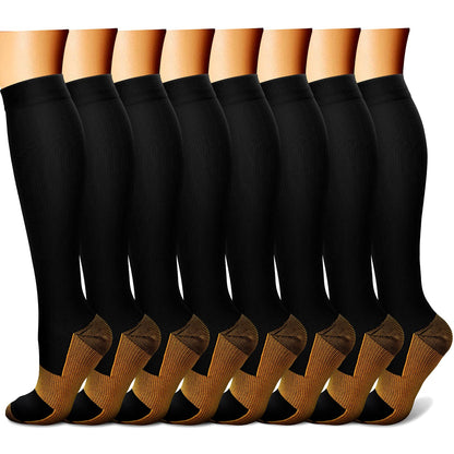 CHARMKING Compression Socks for Women & Men (8 Pairs) 15-20 mmHg Graduated Copper Support Calf Socks are Best for Pregnant, Nurses - Boost Performance, Circulation, Knee High Wide Calf(L/XL, Multi 48)