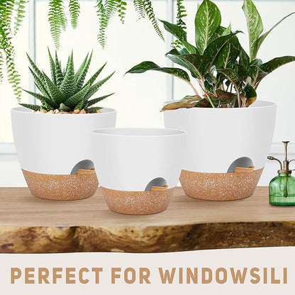 12" 10" 9" Large Self Watering Plant Pots, 3 Pack Flower Pots Planters with Multi Mesh Drainage Holes for Indoor Outdoor Garden Plants and Flowers