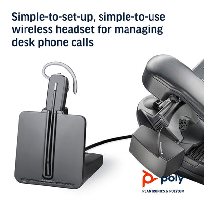 Plantronics - CS540 Wireless DECT Headset (Poly) - Single Ear (Mono) Convertible (3 Wearing Styles) - Connects to Desk Phone - Noise Canceling Microphone