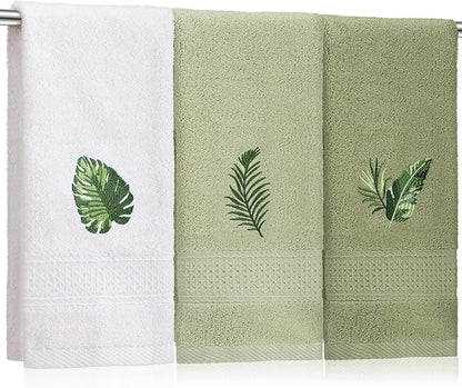 3 Pcs Tropical Palm Leaves Hand Towels