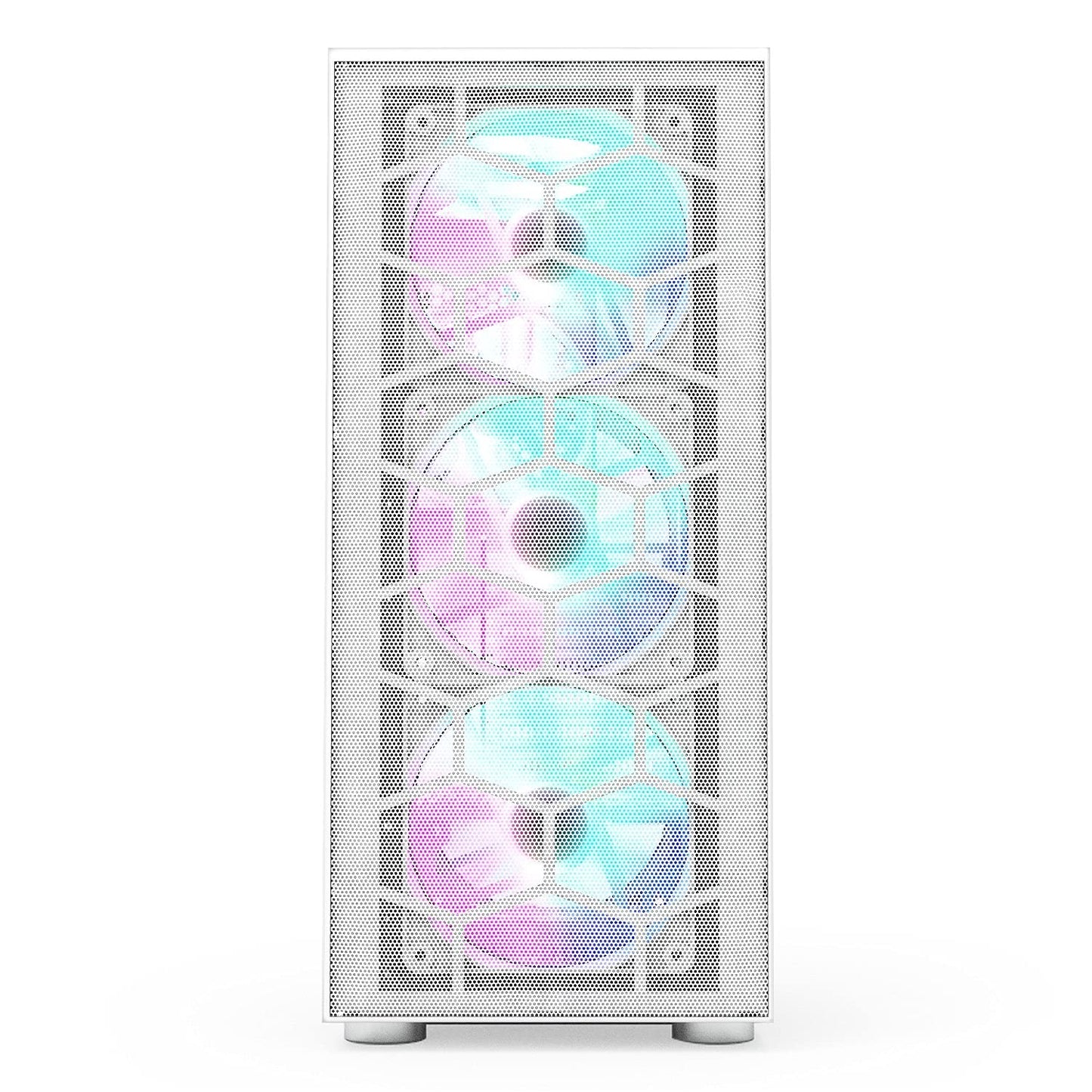 Montech X3 Mesh 6pcs, 3 x 140mm& 3 x 120mm Fixed RGB Lighting Fans ATX Mid-Tower PC Gaming Case, USB3.0, Door Open Tempered Glass Side Panel, High Airflow, White