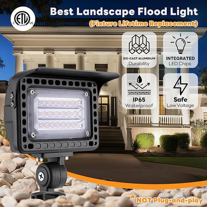 Gardenreet Low Voltage Wall Wash Lights - 7W 12V LED Landscape Flood Lights, IP65 Waterproof Angle Adjustable Wide Beam, Hardwired Aluminum Brown Outdoor for Garden Tree Patio Yard 10 Pack