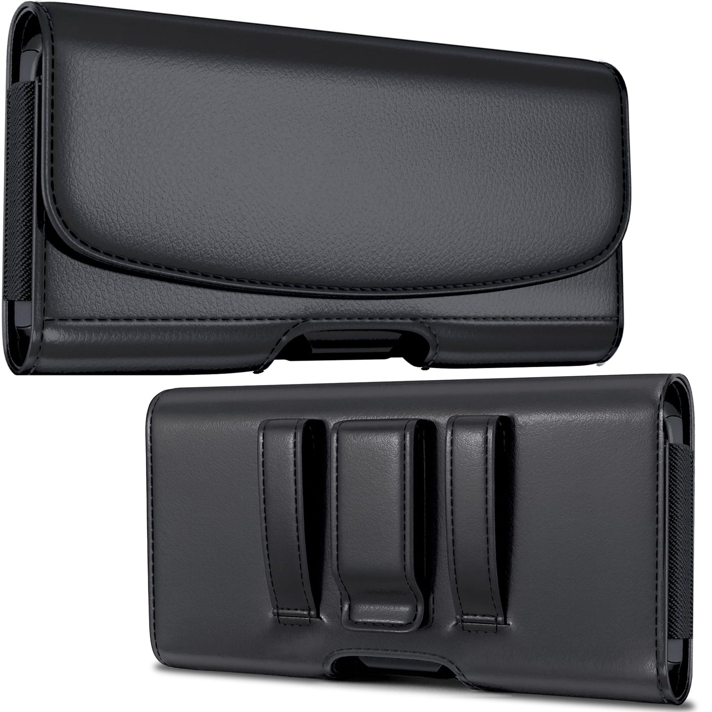 Meilib Cell Phone Case for Samsung Galaxy S26 S25 S24 S23 S22 S21 5G, Premium Holster with Belt Clip for Men, ID Card Magnetic Pouch, Black