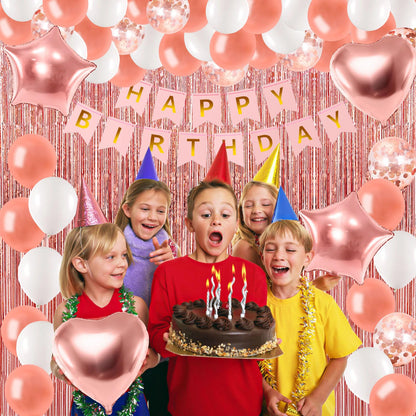 Rose Gold Birthday Decorations With Electric Balloon Pump, Happy Birthday Decorations for Women Girls, Birthday Party Decorations Kit Balloon Garland Kit Decoracion de Cumpleaños Para Mujer