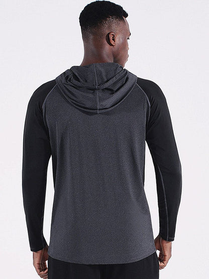 NELEUS Men's Running Shirt Long Sleeve Workout Shirts with Hoods,5102,3 Pack,Dark Grey/Slate Grey/Red,XX-Large
